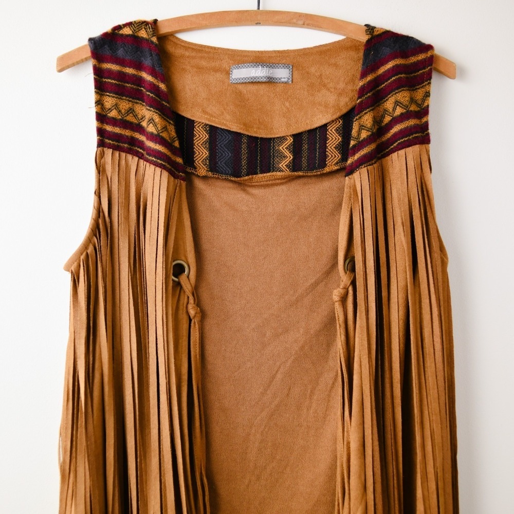 Boho Fringe Vest S Faux Suede Western Fringe Boho‎ Festival Cowgirl Rodeo Indie - Picture 3 of 8